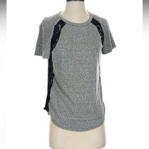 Rebecca Taylor Gray and Black Lace Top